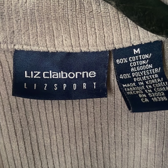 Vintage Liz Claiborne gray velour zip up ribbed sweater! - Picture 3 of 6